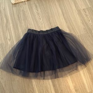 Free people blue tulle skirt zipper back faux leather waist size Large